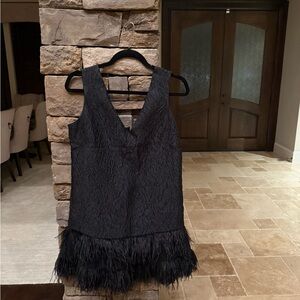 BCBGMaxAzria Black Feathered Mini Dress